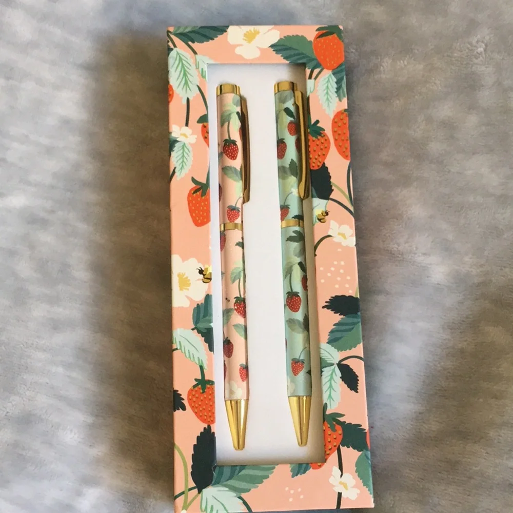 Strawberry Executive Pen Decorative Boxed Set of Two Punch Studio NWT